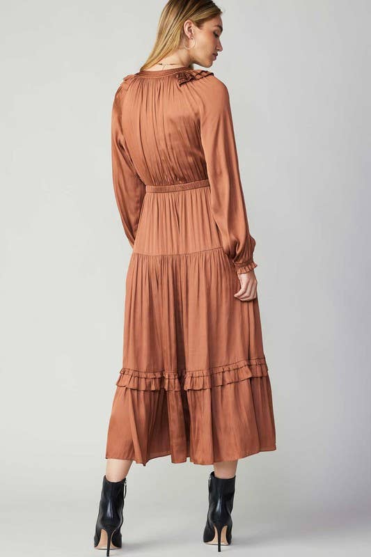Ruffled Detail Tiered Long Dress