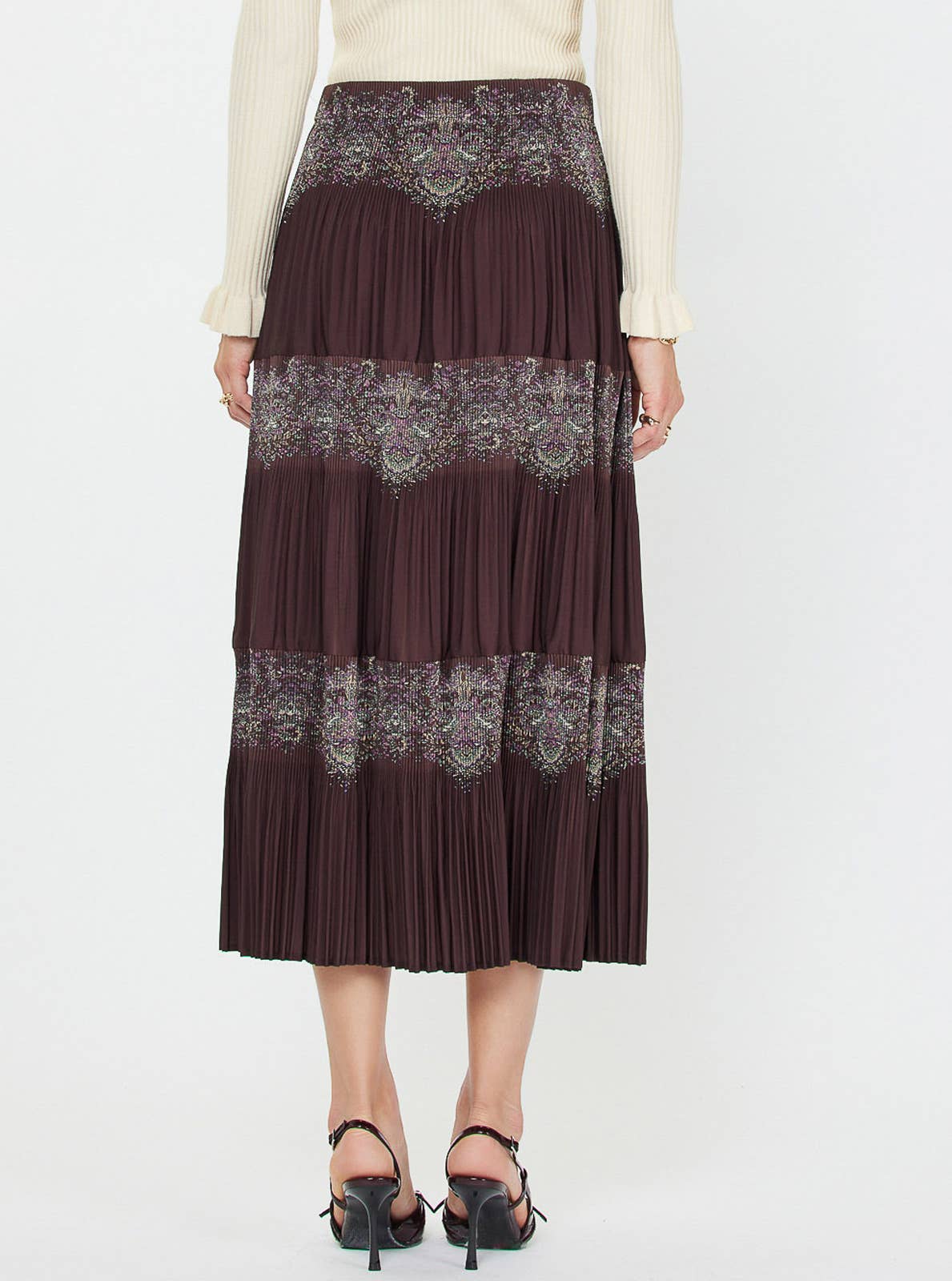 Paisley Print Pleated Tier Skirt