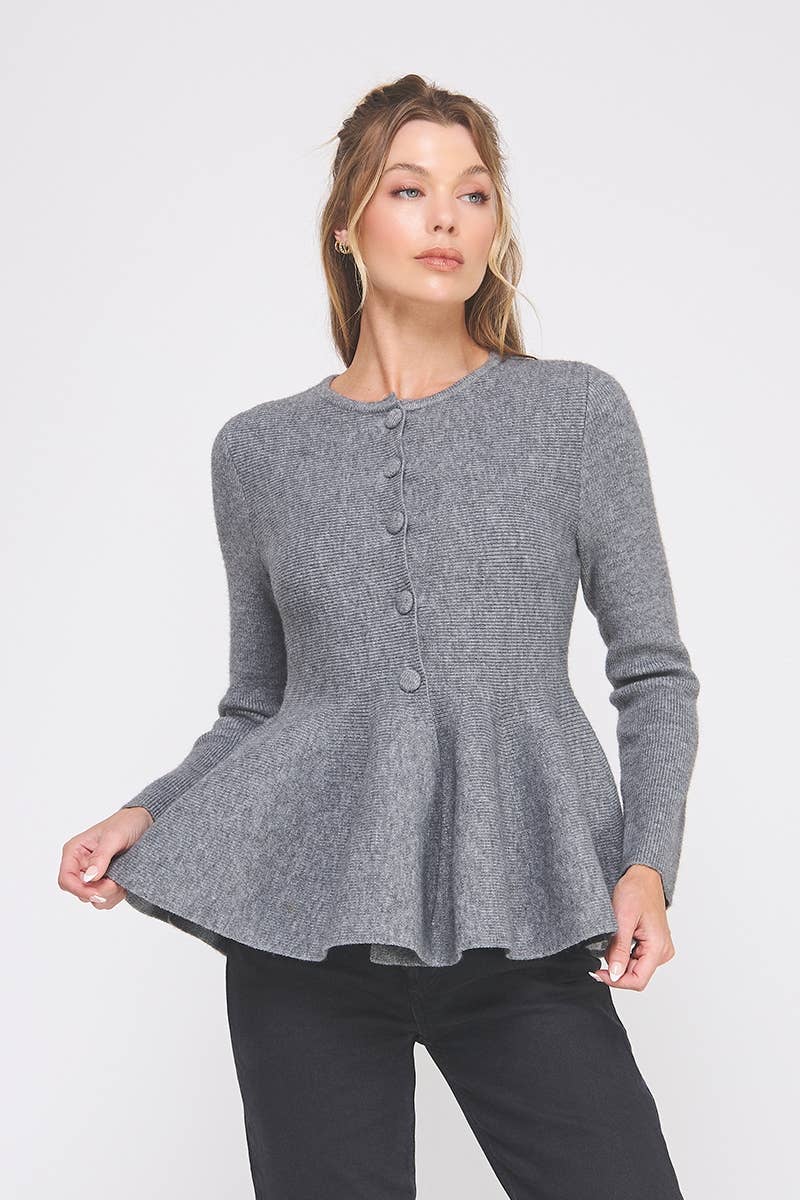 Cozy peplum cardigan sweater