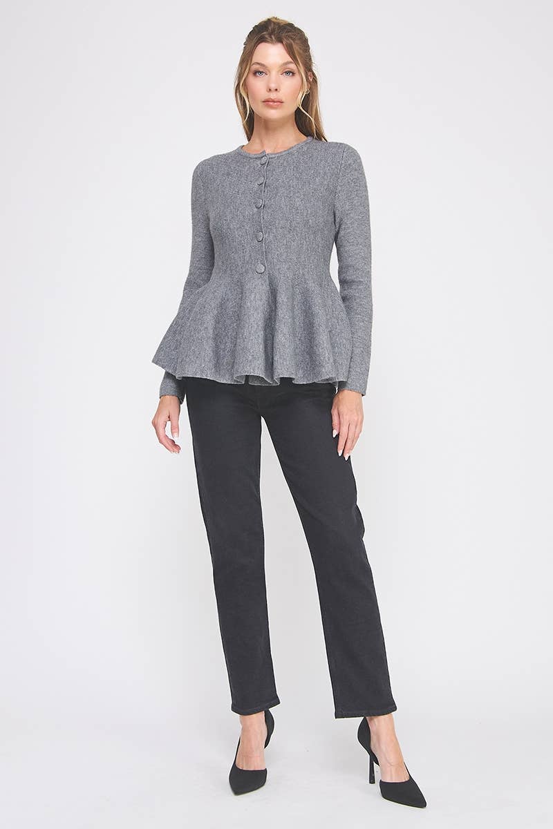 Cozy peplum cardigan sweater