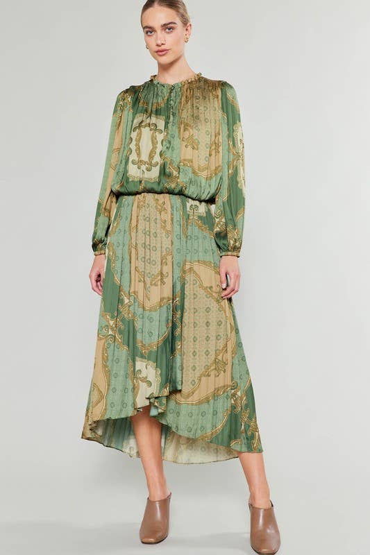 Printed Elasticized Asymmetrical Hem Skirt-XL