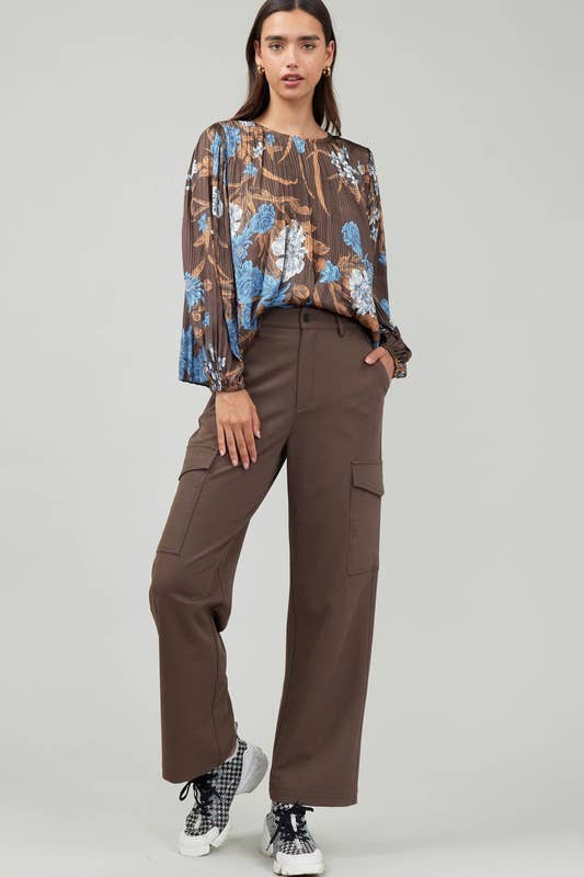 High Waist Full Length Wide Legs Pants