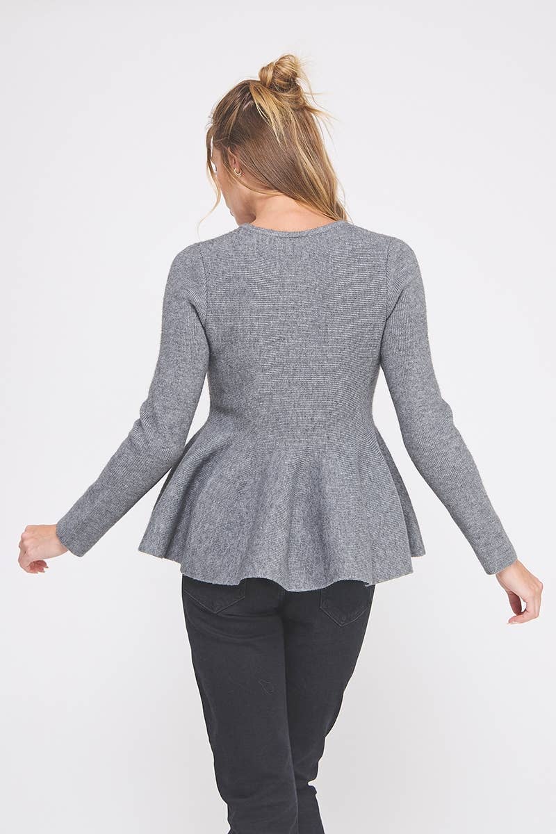 Cozy peplum cardigan sweater