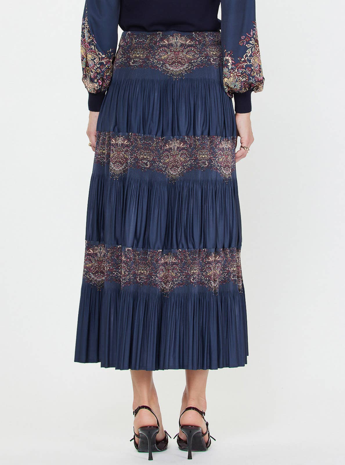Paisley Print Pleated Tier Skirt