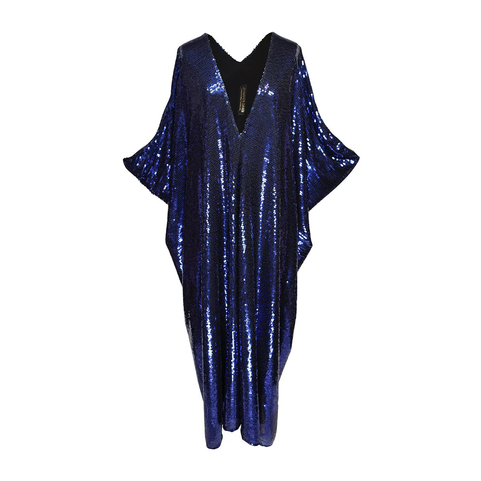 Night Sapphire Sequin Caftan Dress