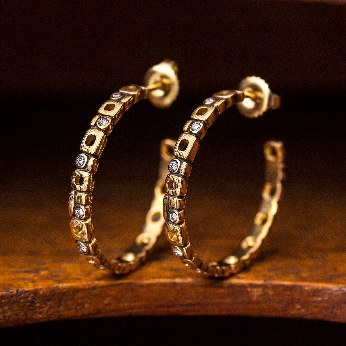 18K Micro Windows Diamond Earrings