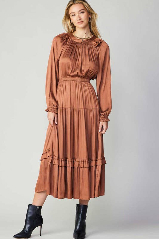 Ruffled Detail Tiered Long Dress