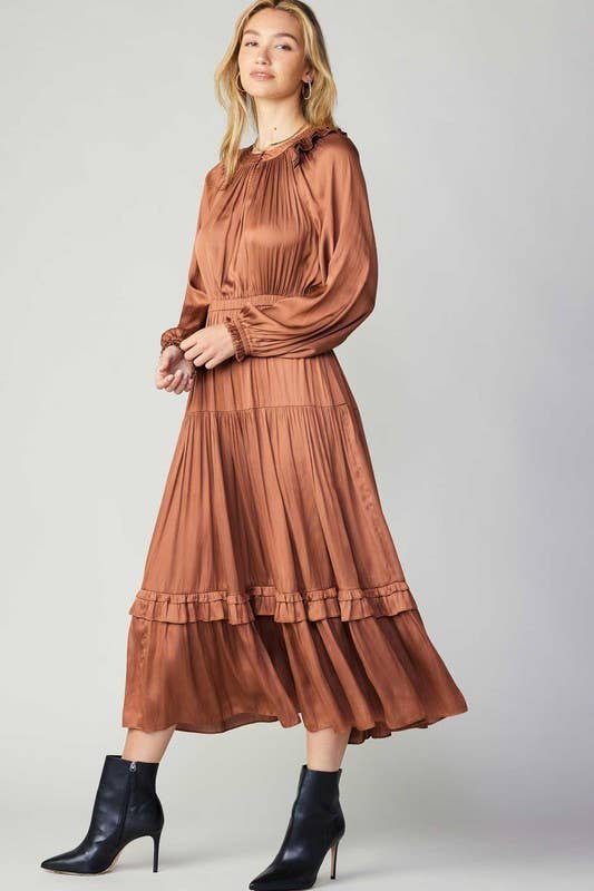 Ruffled Detail Tiered Long Dress