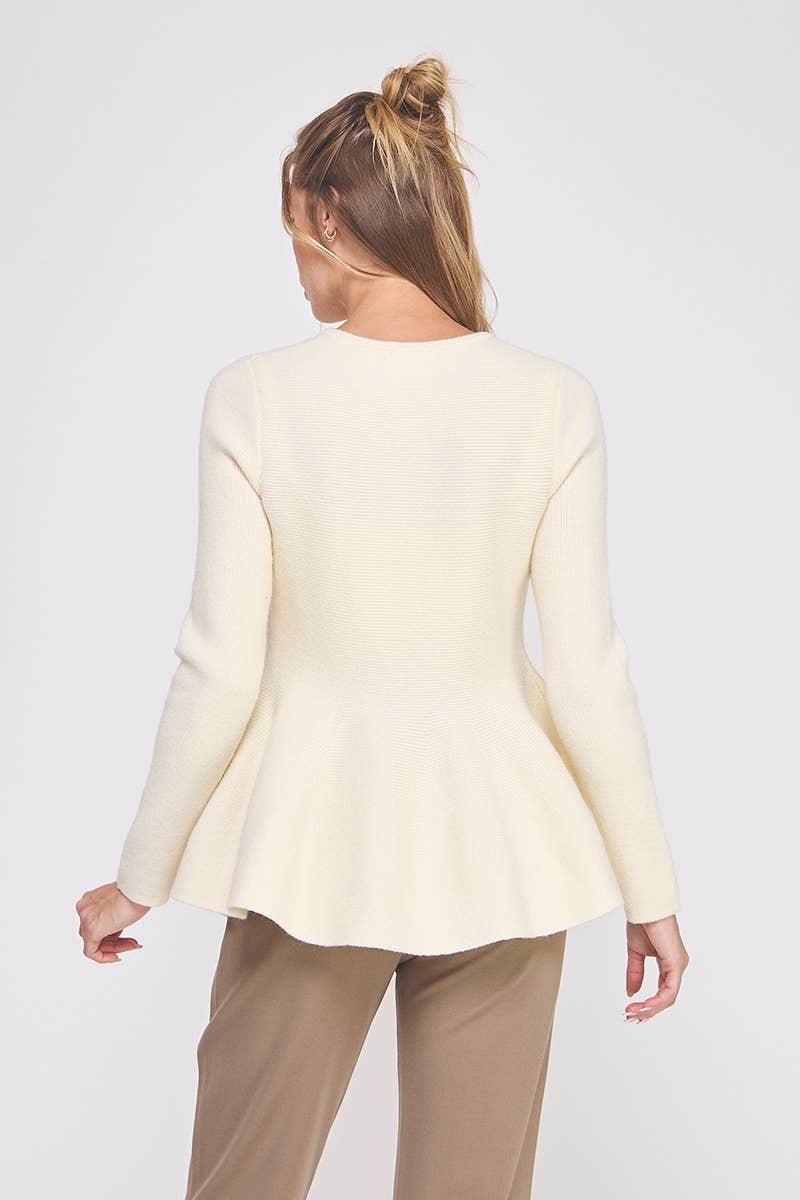 Cozy peplum cardigan sweater