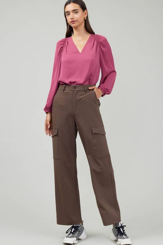 High Waist Full Length Wide Legs Pants