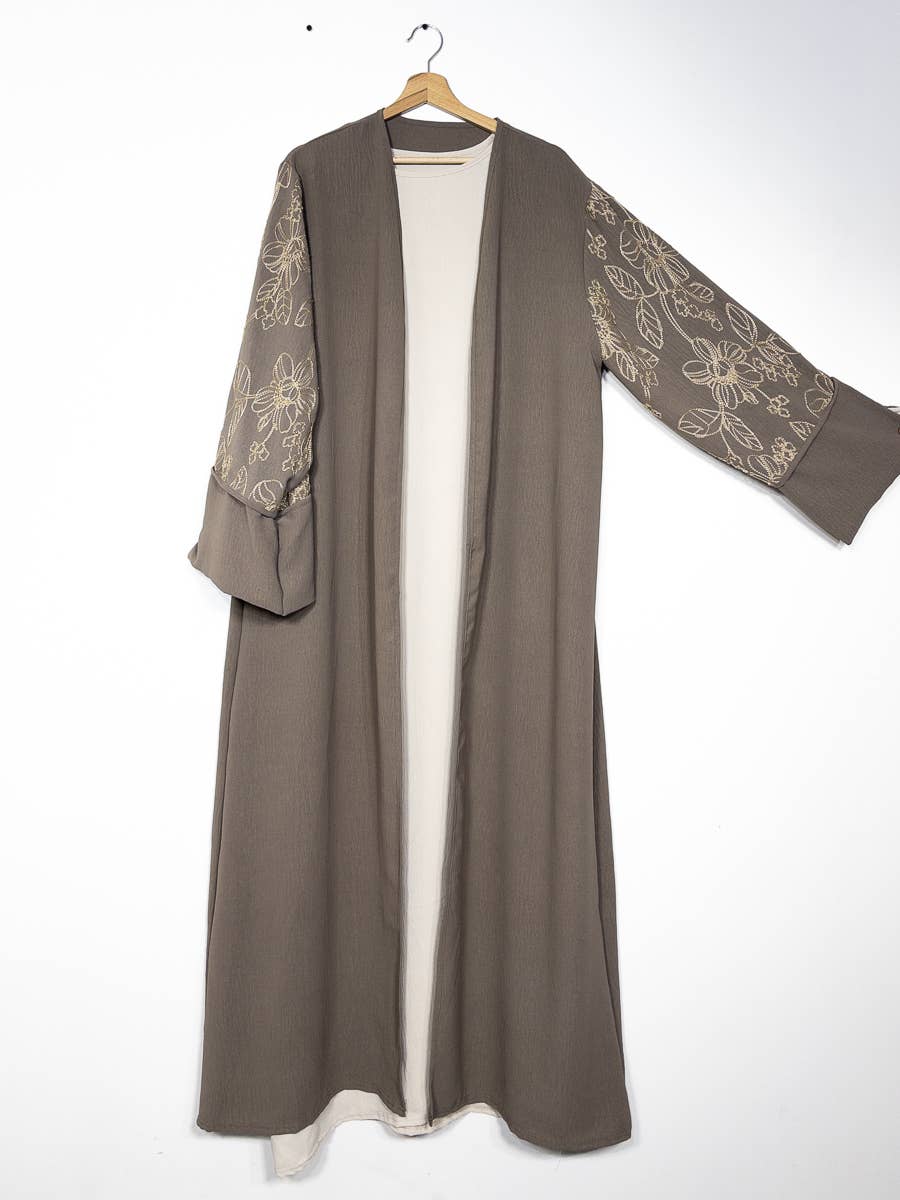 2-piece set floral embroidery kimono abaya ref:en2511jazz