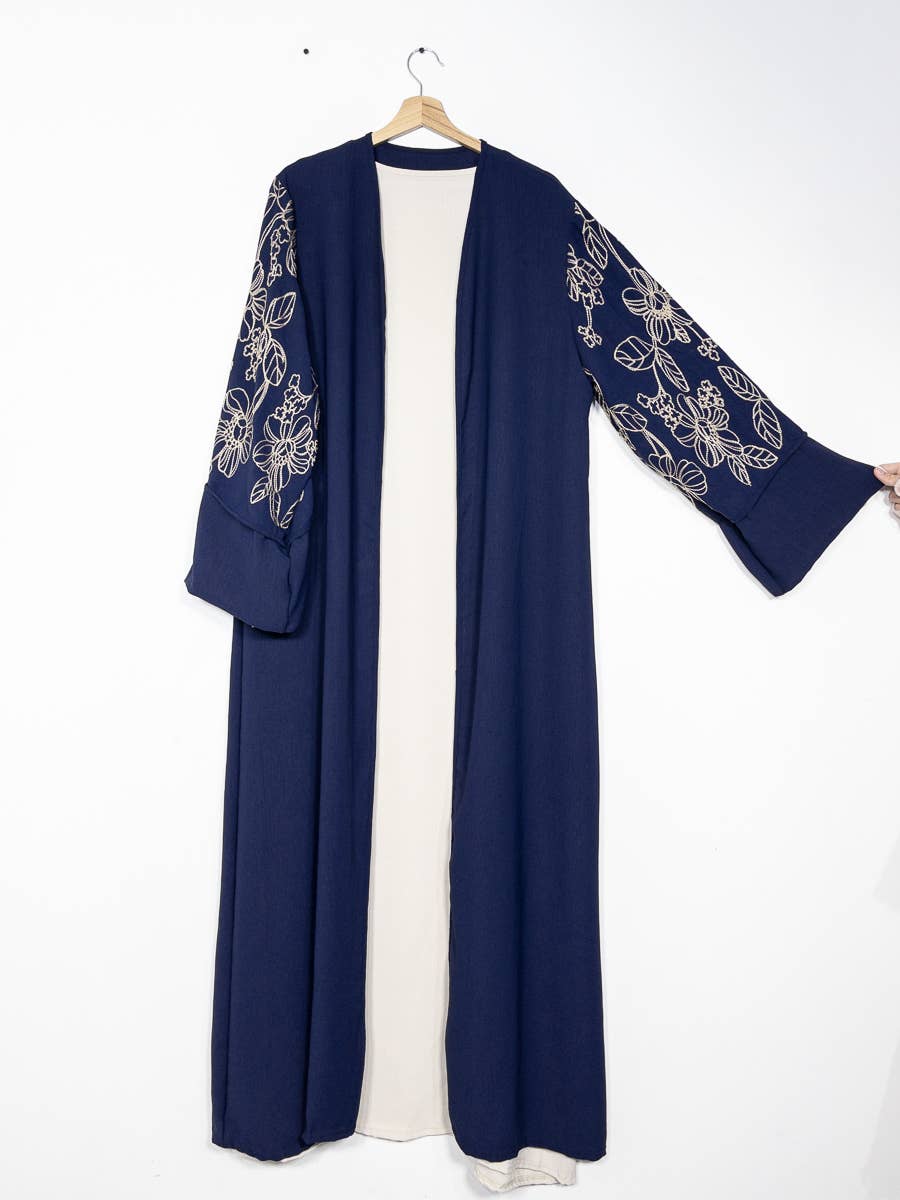 2-piece set floral embroidery kimono abaya ref:en2511jazz