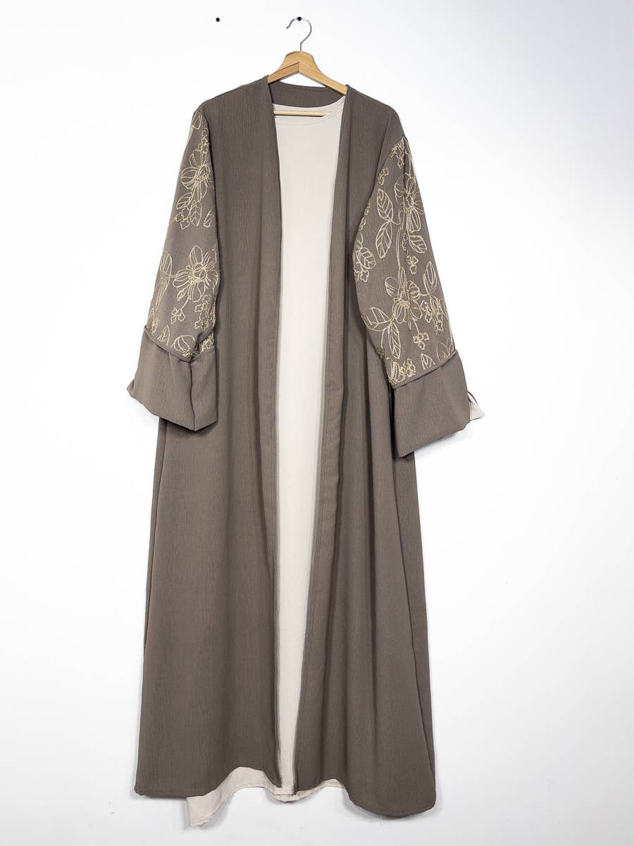 2-piece set floral embroidery kimono abaya ref:en2511jazz