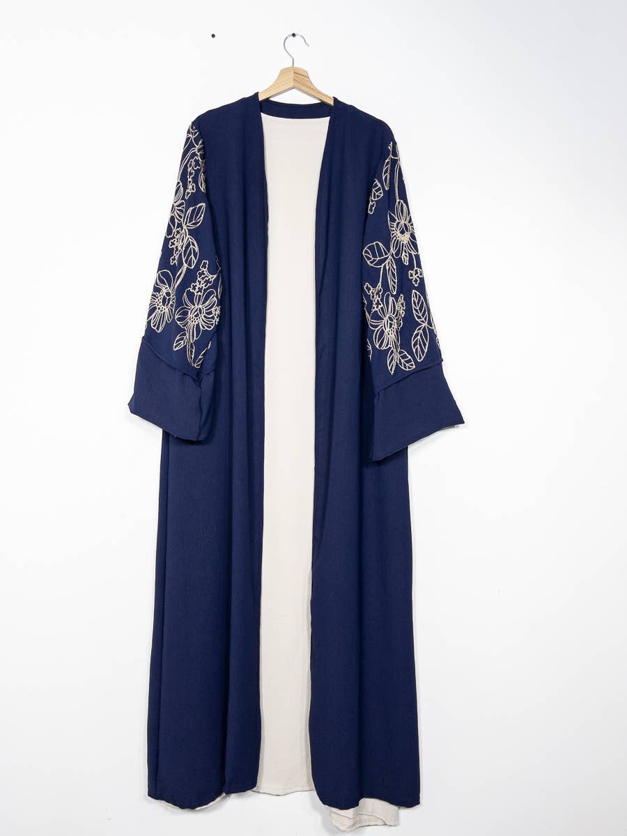 2-piece set floral embroidery kimono abaya ref:en2511jazz
