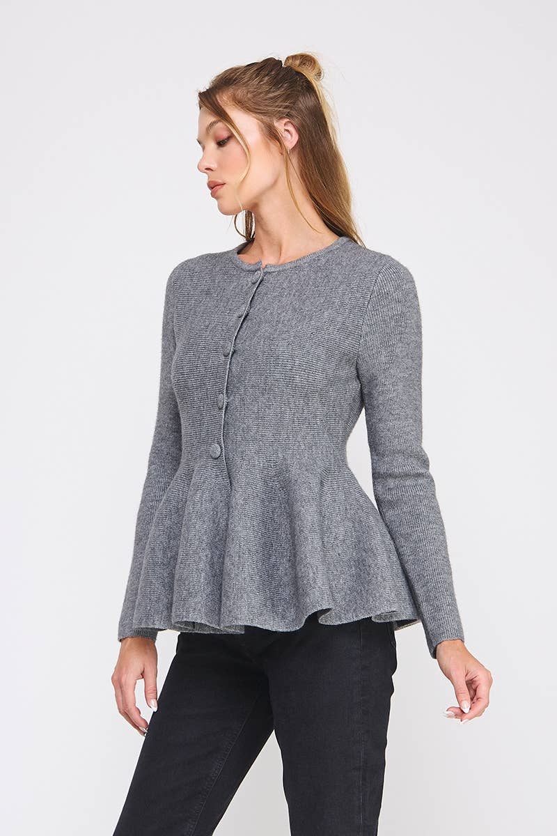 Cozy peplum cardigan sweater