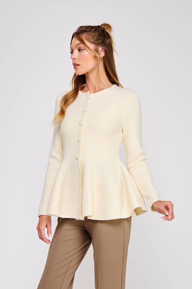 Cozy peplum cardigan sweater