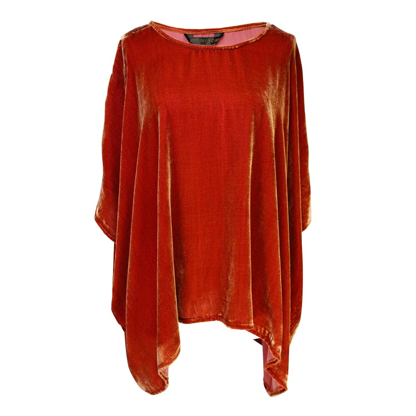 Burnt Orange Silk Velvet Scarf Top