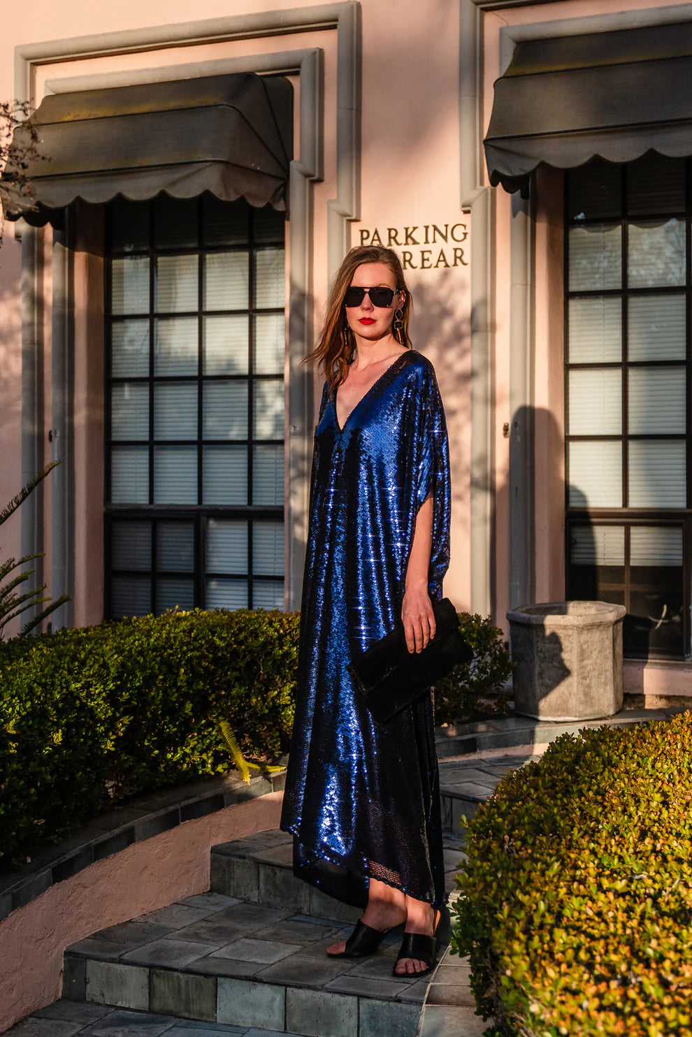 Night Sapphire Sequin Caftan Dress