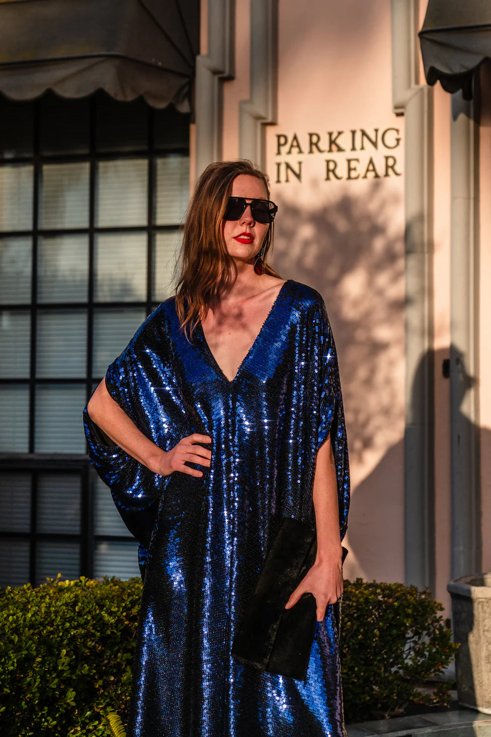 Night Sapphire Sequin Caftan Dress