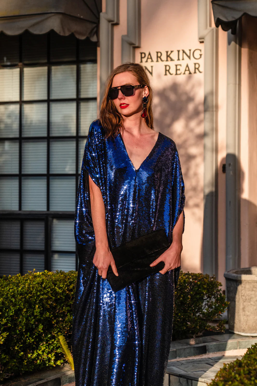 Night Sapphire Sequin Caftan Dress