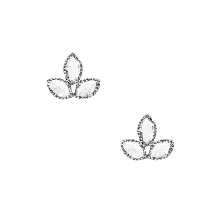 18K WG Diamond Flower Studs D:0.39