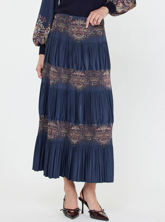 Paisley Print Pleated Tier Skirt