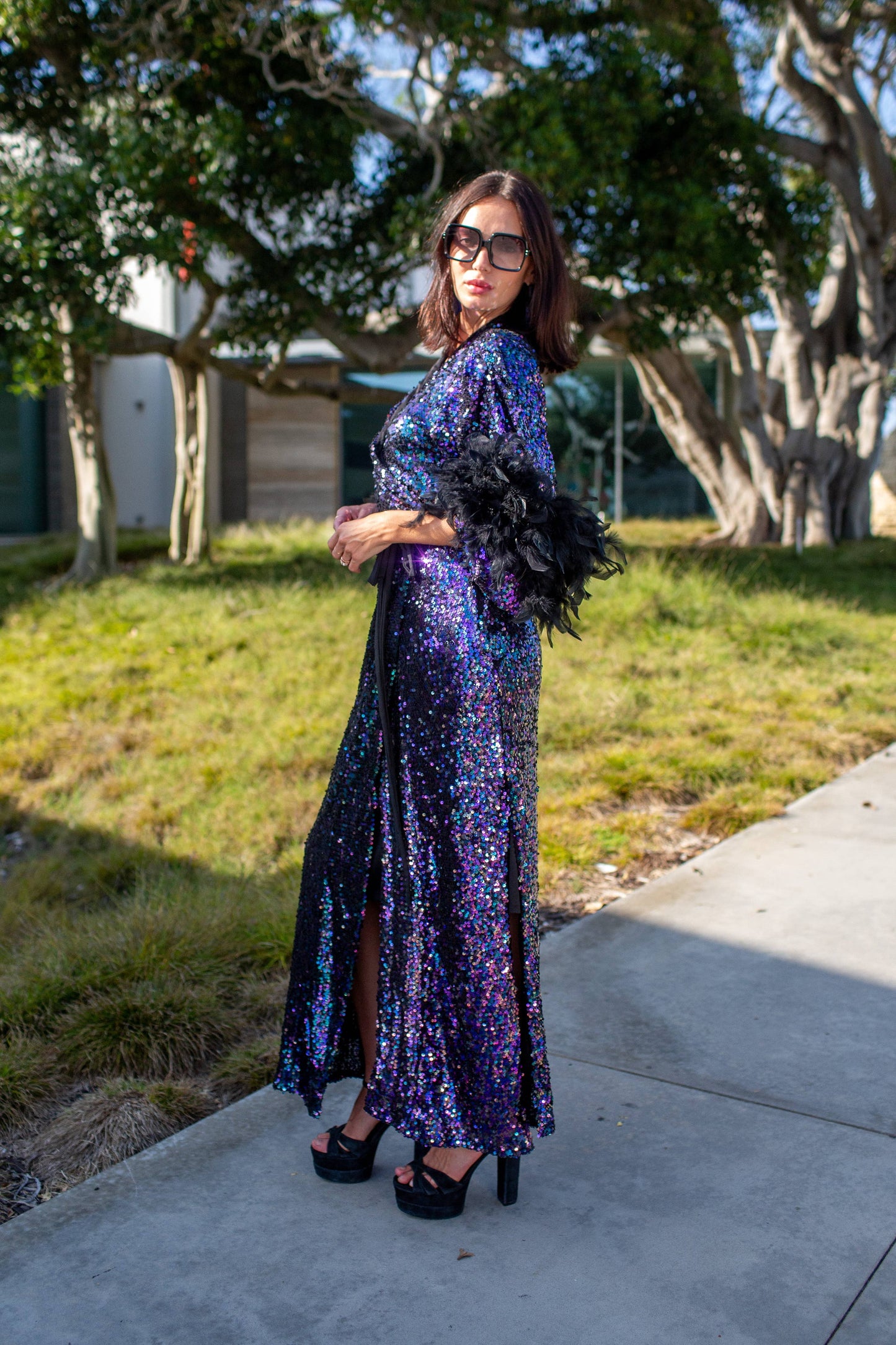Marlene Wrap Dress in Black Amethyst PRE-ORDER