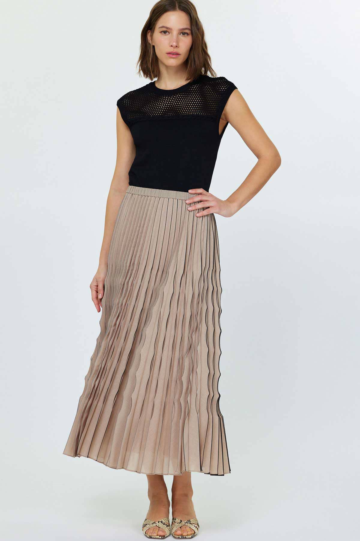 Pleated Midi Skirt