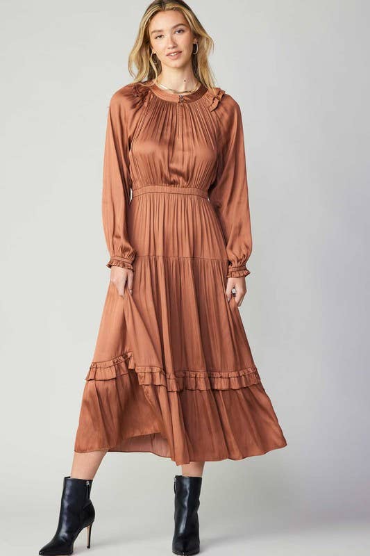 Ruffled Detail Tiered Long Dress