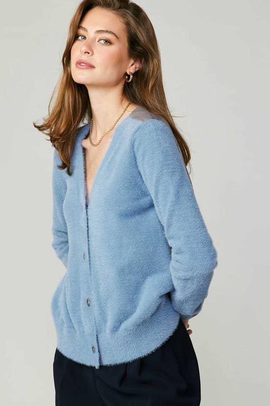 Back Woven Contrast Cardigan