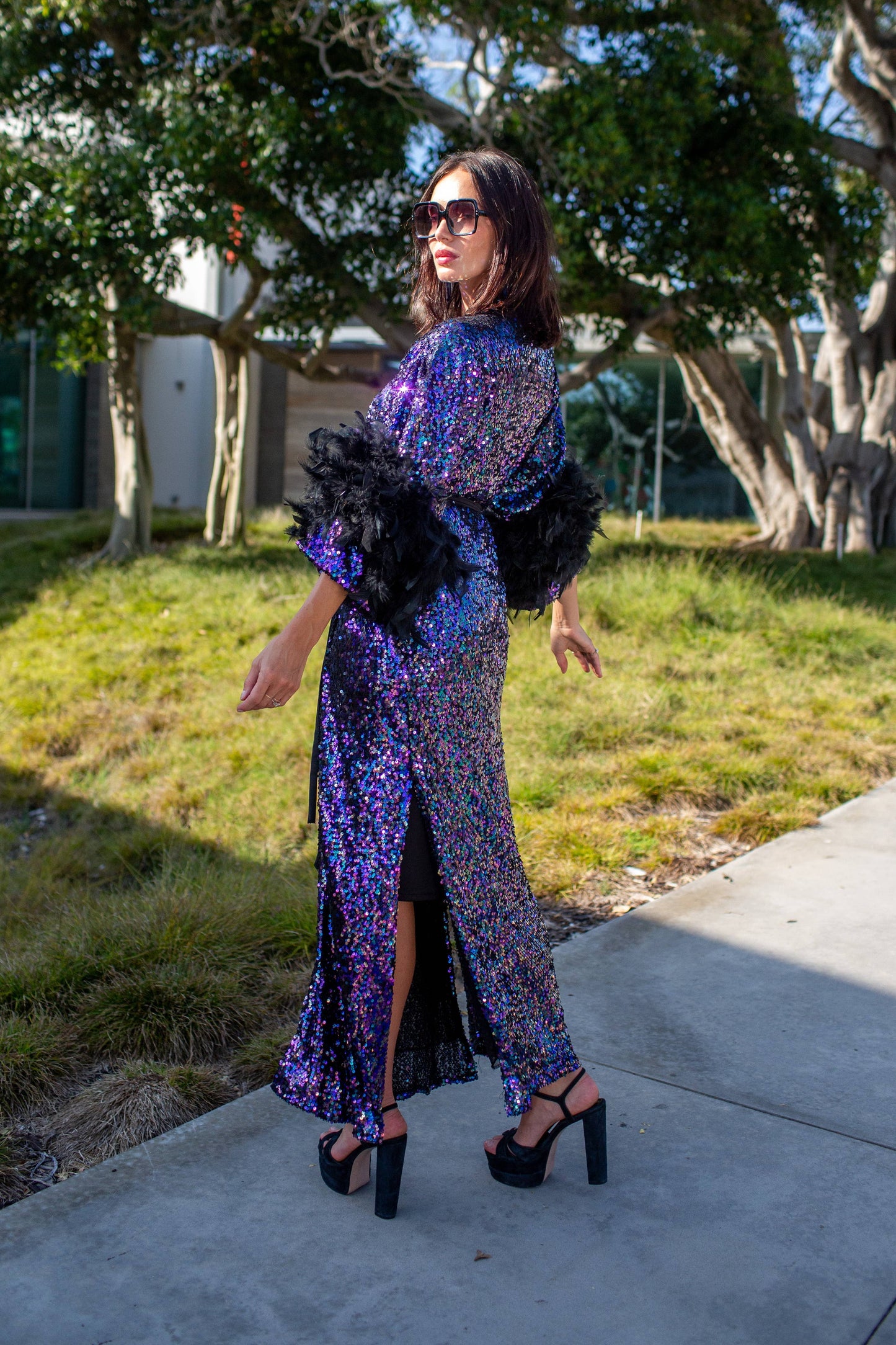 Marlene Wrap Dress in Black Amethyst PRE-ORDER
