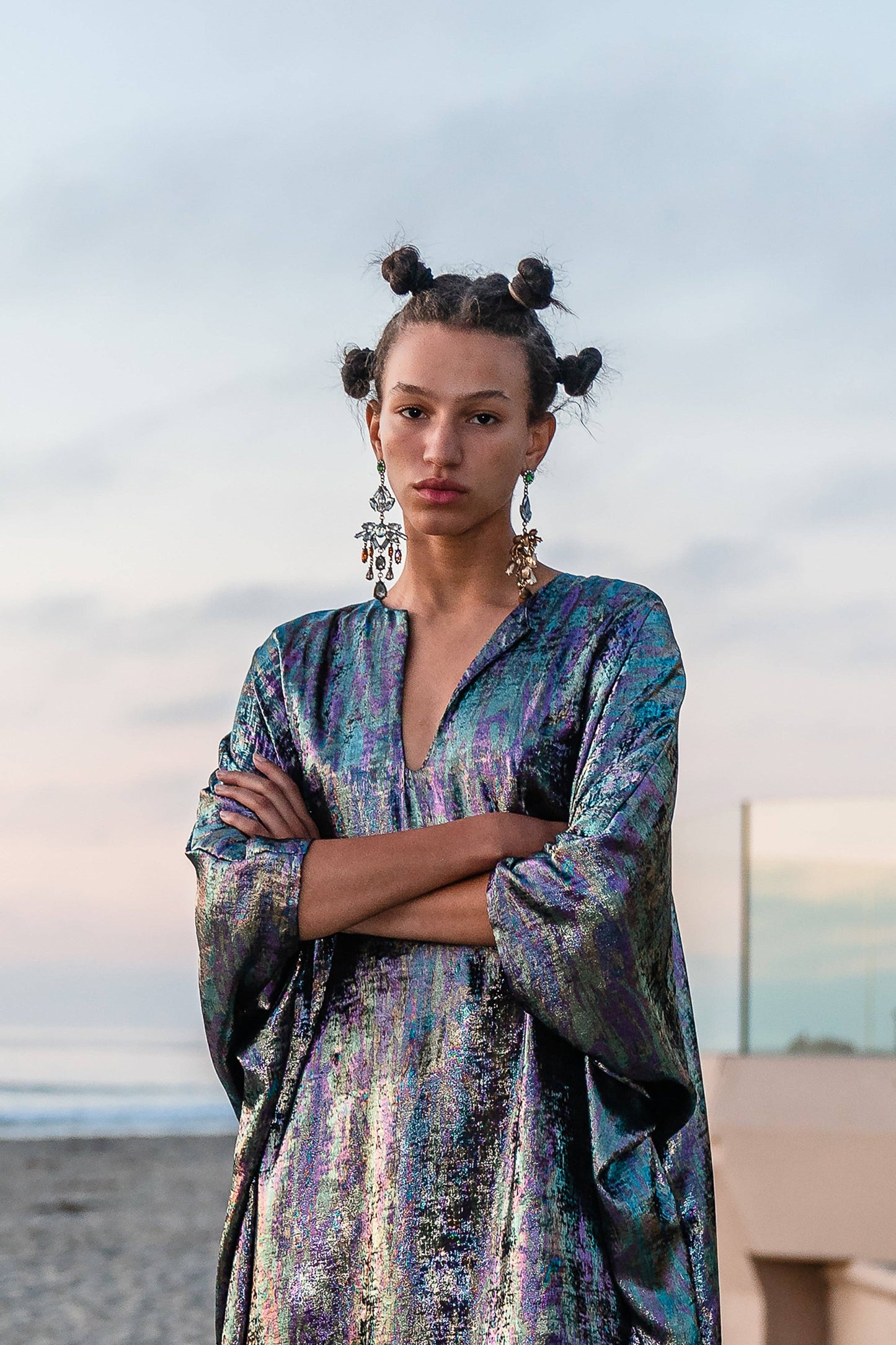 Goddess Waist Caftan in Opal Mirage
