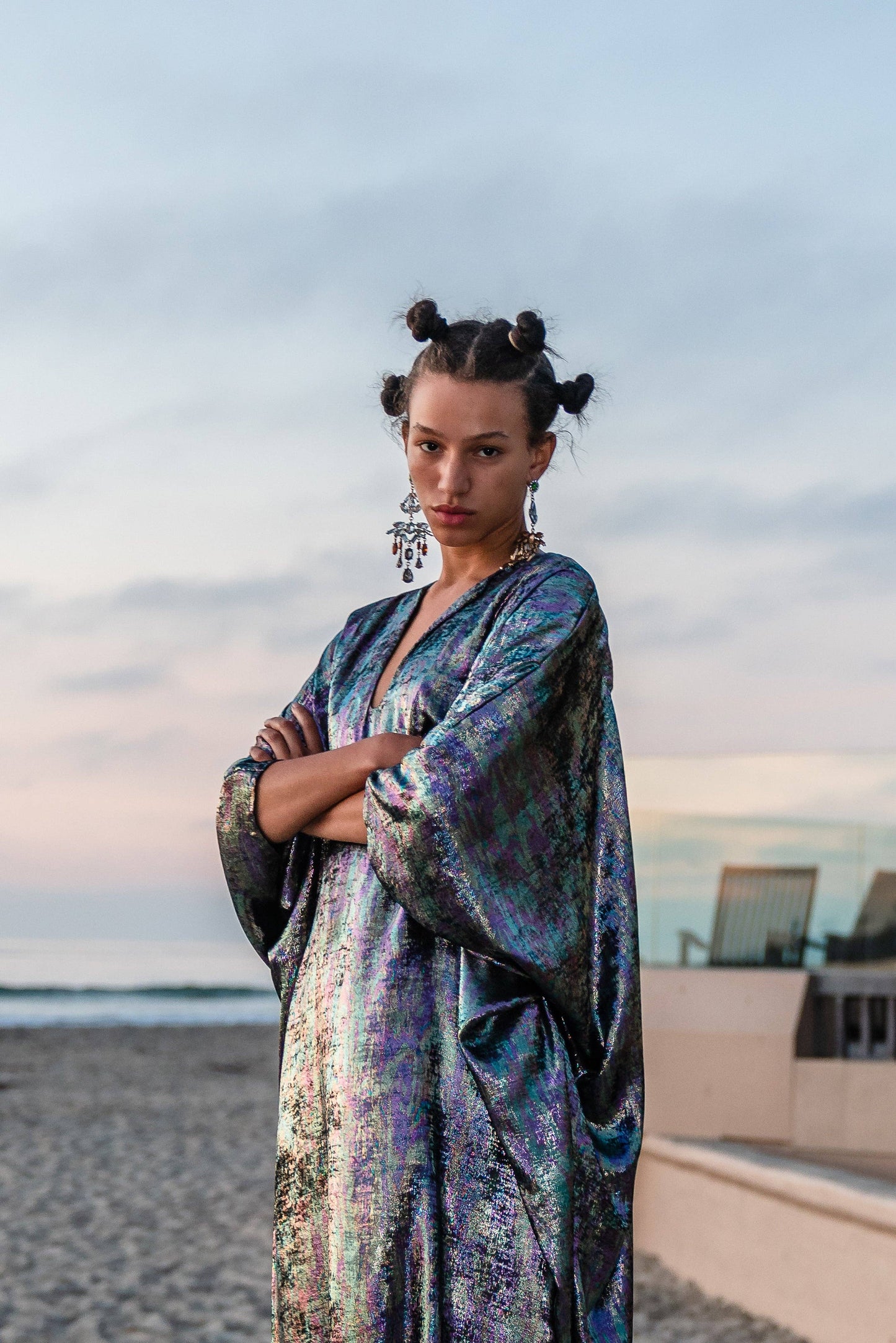 Goddess Waist Caftan in Opal Mirage