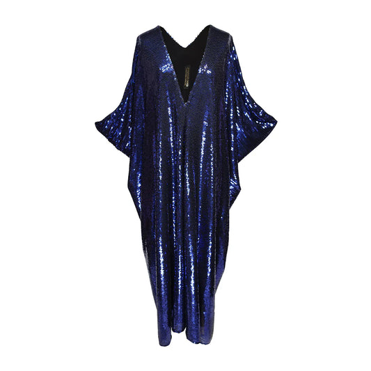 Night Sapphire Sequin Caftan Dress