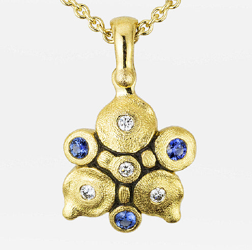 18K "Night Moth" Diamond and Sapphire Pendant
