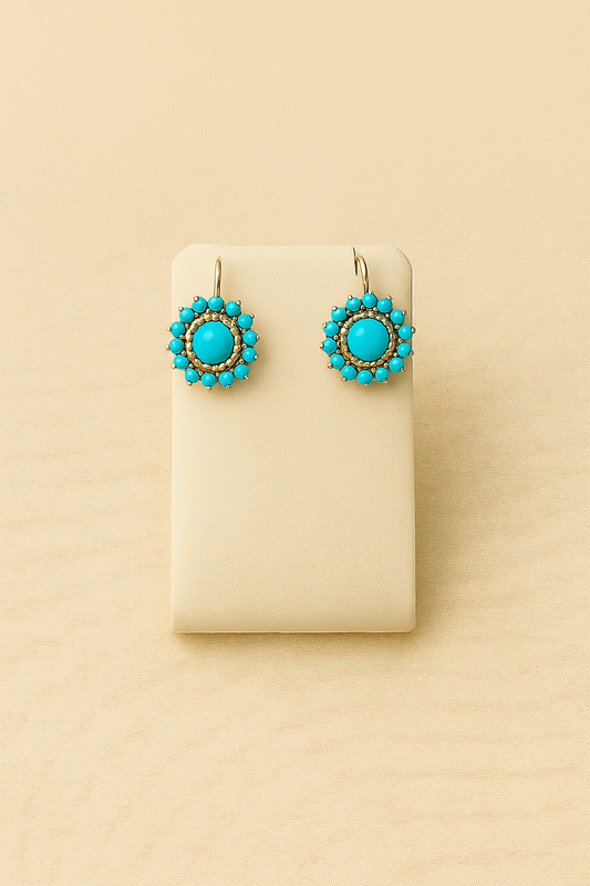 Sleeping Beauty Turquoise Earrings T:3.5 D:.016ct