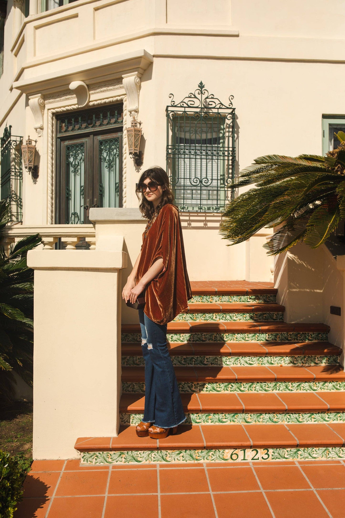 Burnt Orange Silk Velvet Scarf Top