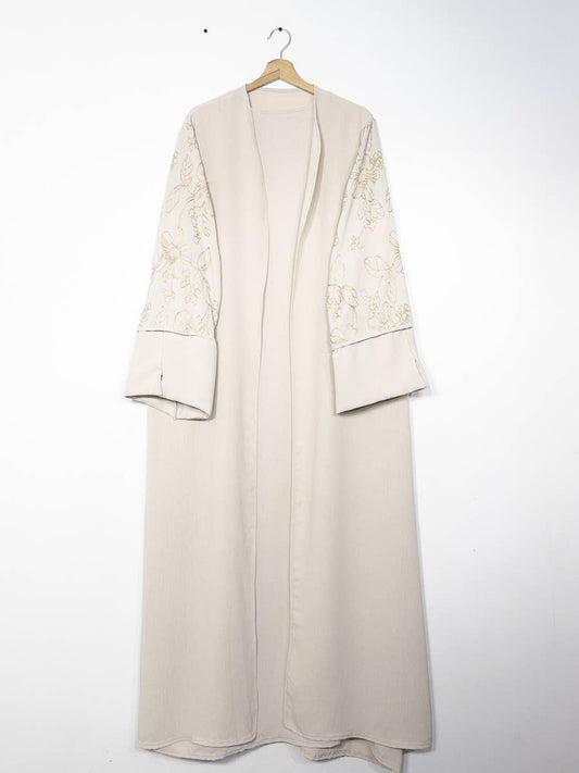 2-piece set floral embroidery kimono abaya