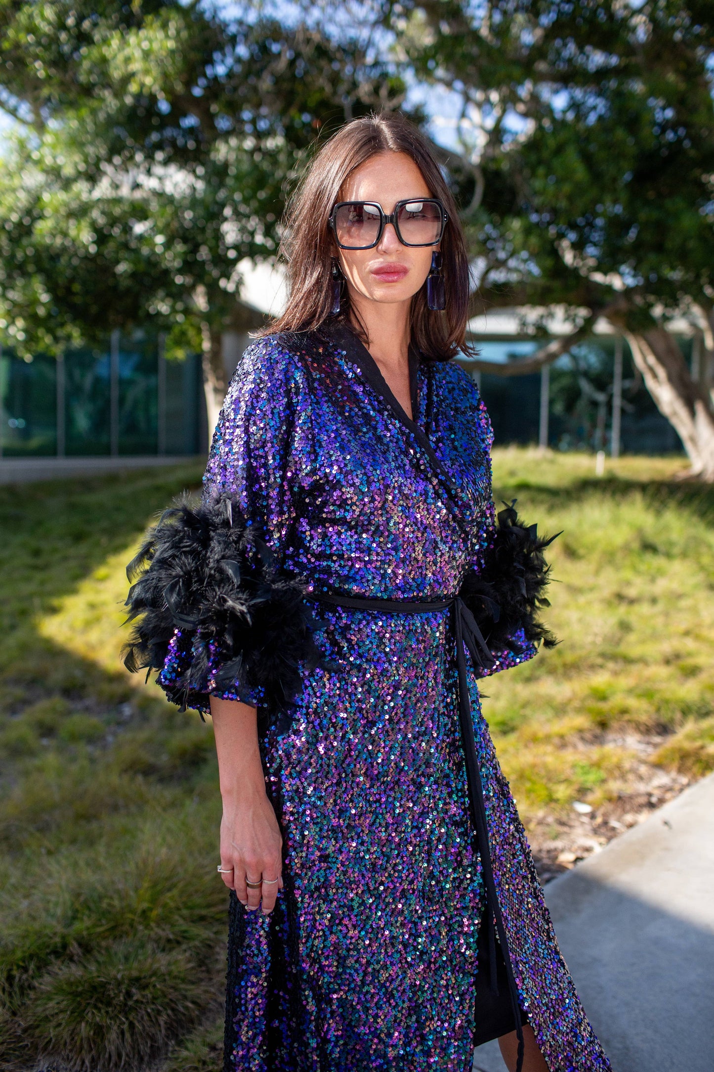 Marlene Wrap Dress in Black Amethyst PRE-ORDER
