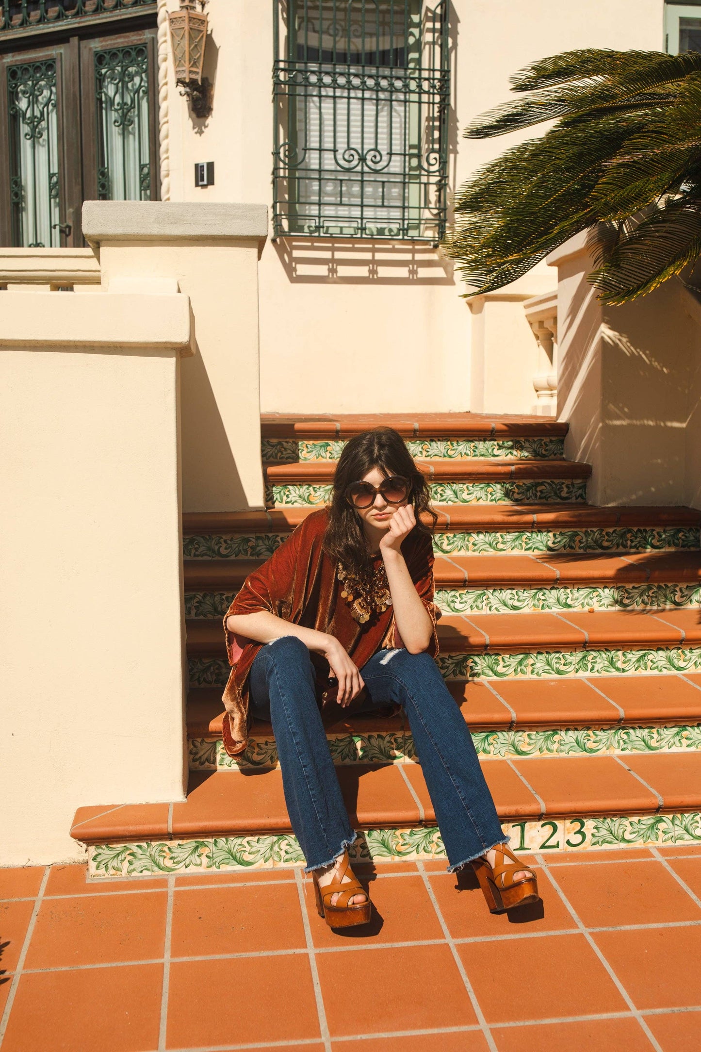 Burnt Orange Silk Velvet Scarf Top