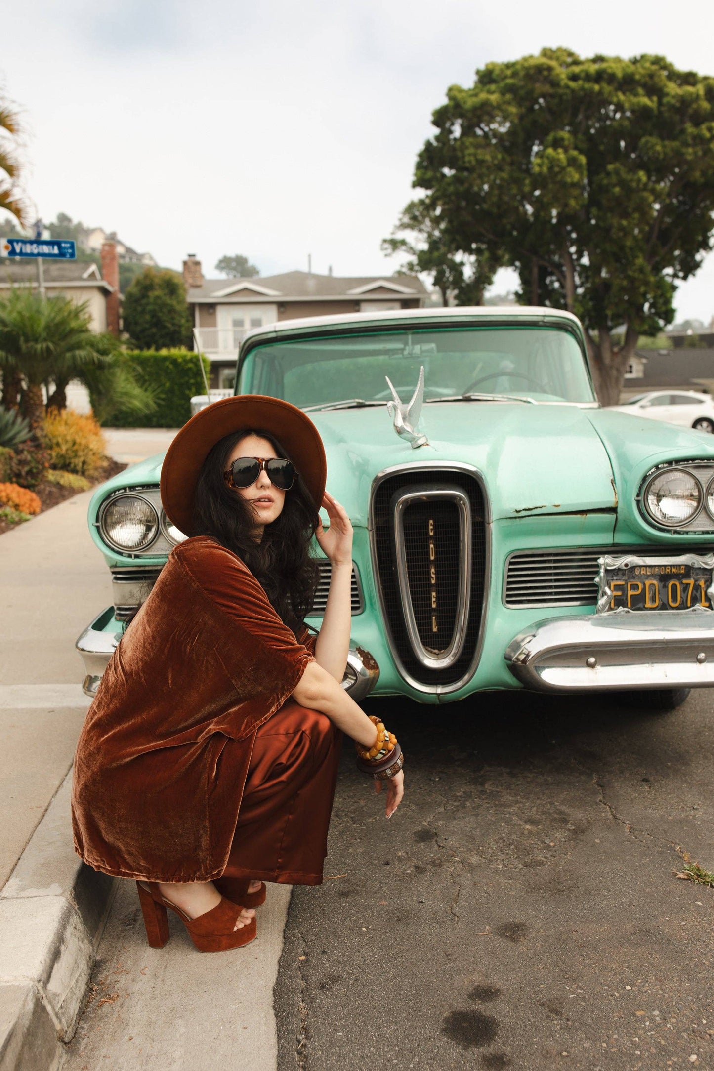 Burnt Orange Silk Velvet Scarf Top