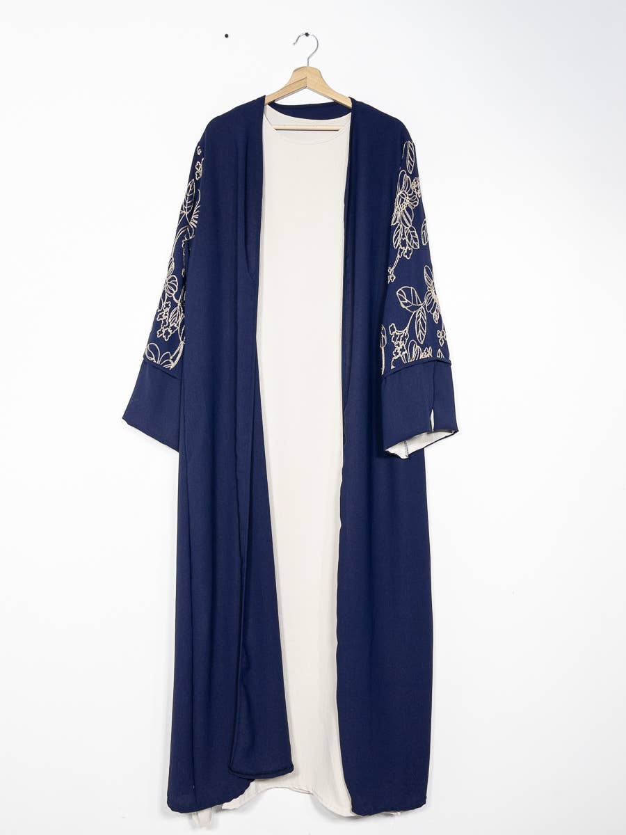 2-piece set floral embroidery kimono abaya ref:en2511jazz