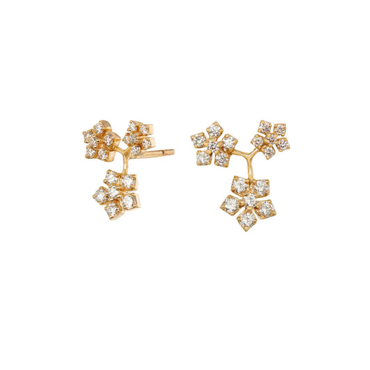 18K YG Flower Earrings Diamond .58
