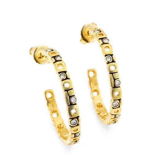 18K Micro Windows Diamond Earrings