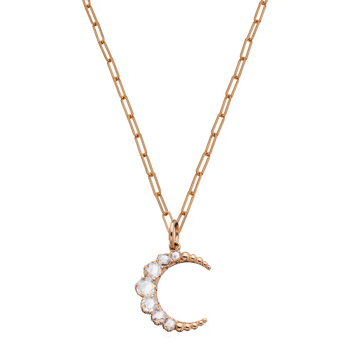 18K YG Diamond Moon pendant