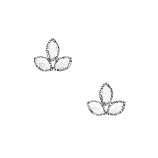 18K WG Diamond Flower Studs D:0.39