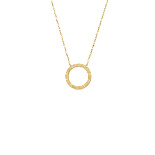 18K YG Circle Necklace  0.07ct